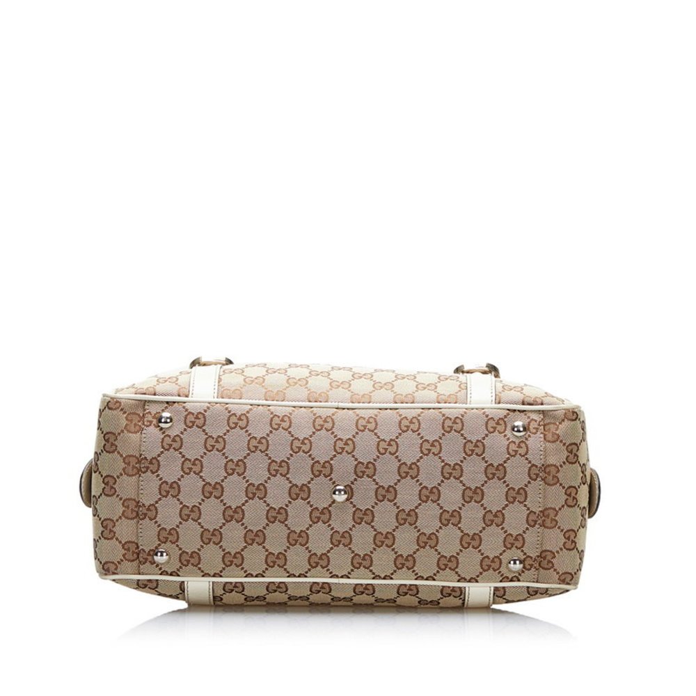 GUCCI GG Canvas Twins Tote Bag Handbag 232958 Beige White Leather Ladies - Picture 4 of 10